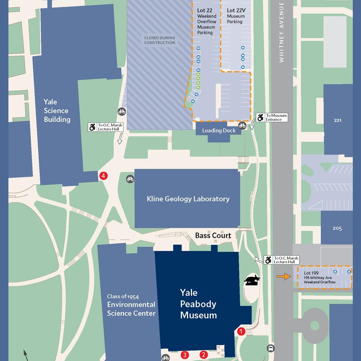 Peabody Museum Exterior & Parking map