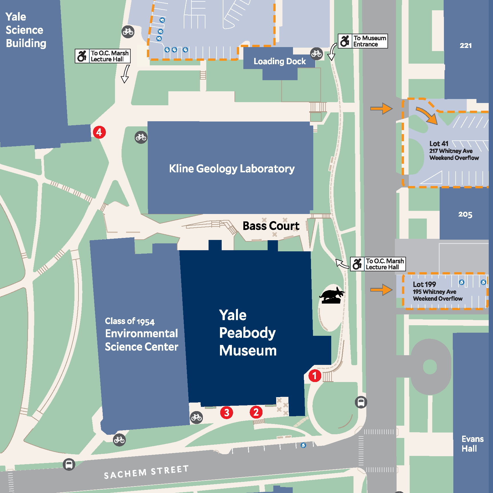 Peabody Museum Exterior & Parking map