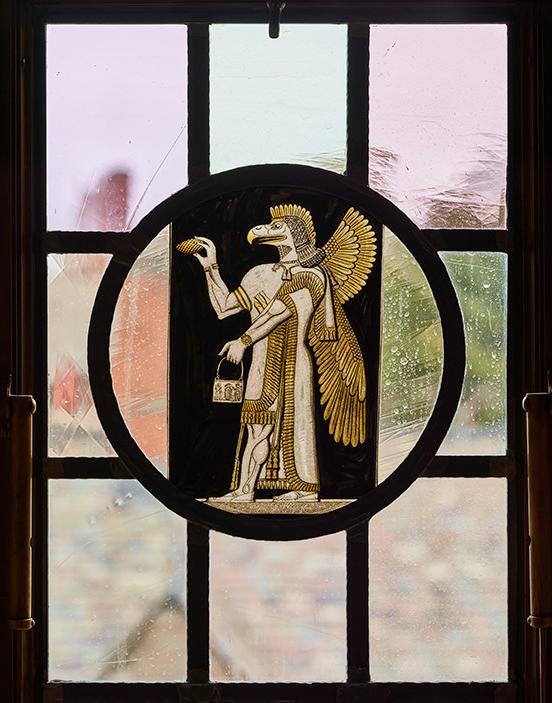 Stained glass window in Yale Babylonian Collection; Sterling Memorial Library