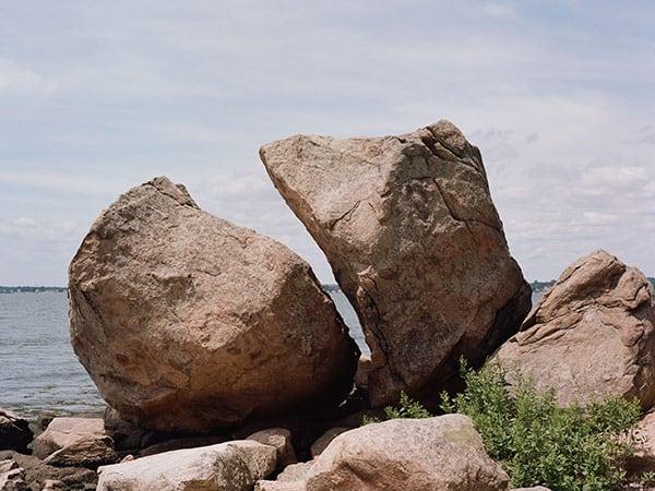 Split glacial boulder on Horse Island