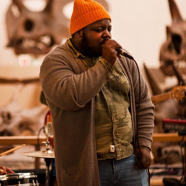 Spoken word performance in Great Hall