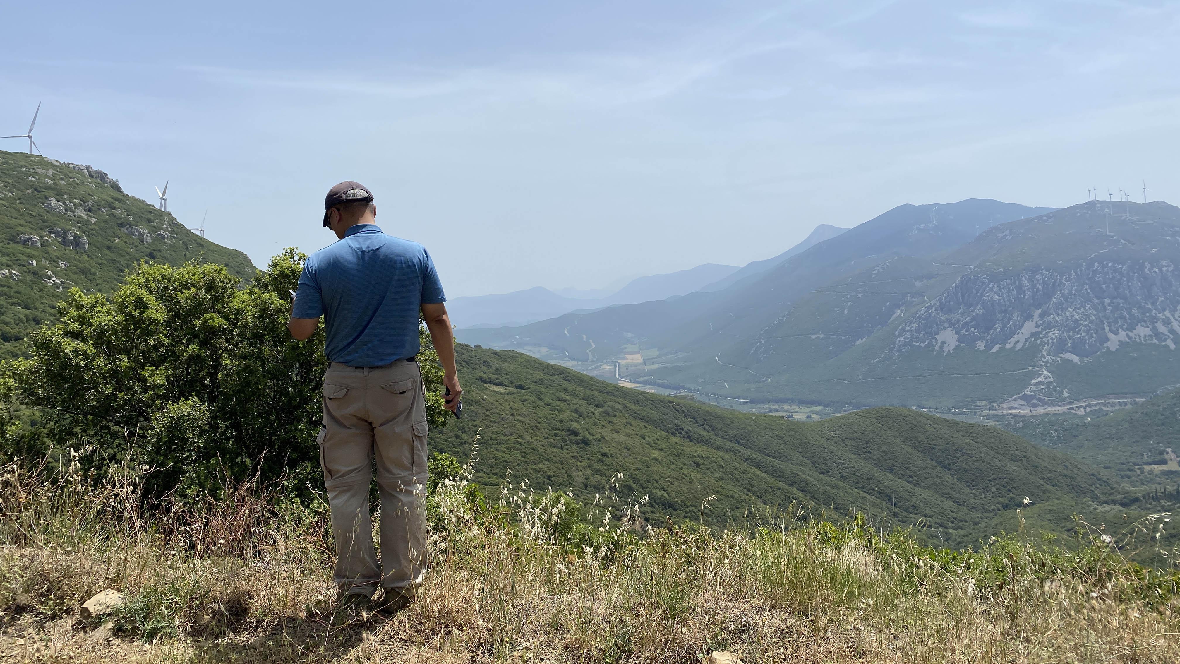 Andrew Koh in the field in Greece. 